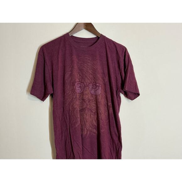Marc Ecko Shirt Men L Burgundy Hell's Graphic Tee Short Sleeve Patch - Picture 3 of 5